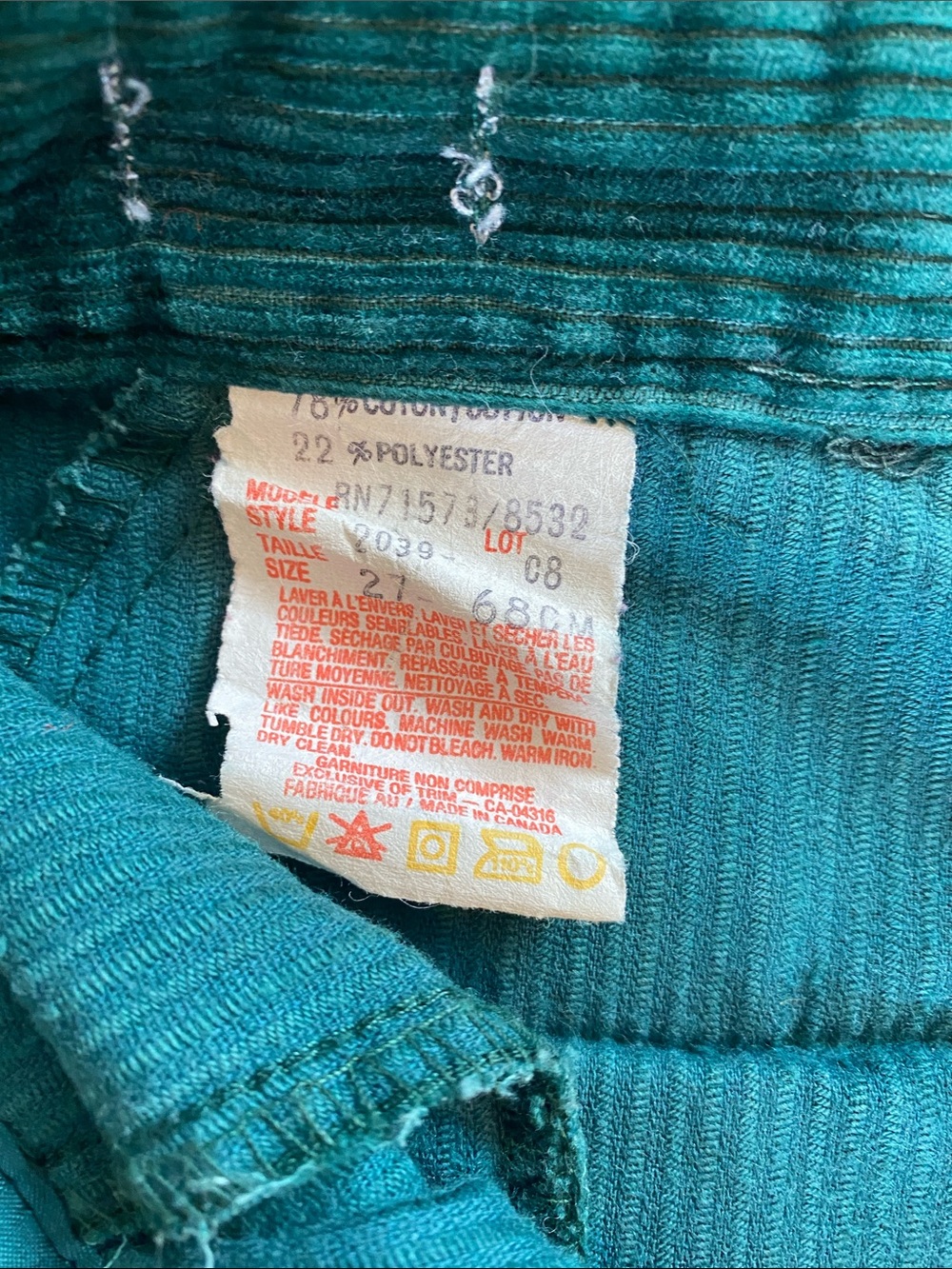 Vintage Forest Green Corduroy pleated Trousers - Picture 2 of 9